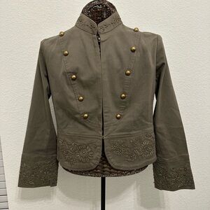 ✨ Haven Bleu Military Boho Embroidered Jacket - Size L ✨
